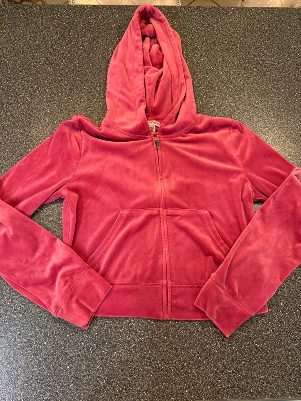 Women’s Juicy Couture Y2K Pink Velour Juicy Hoodie - size Medium